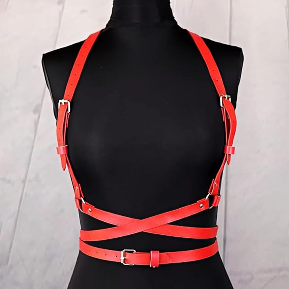 9828 Women Leather Harness Belt,bdsm Chest Body,women’s Bondage - Picture 6 of 6